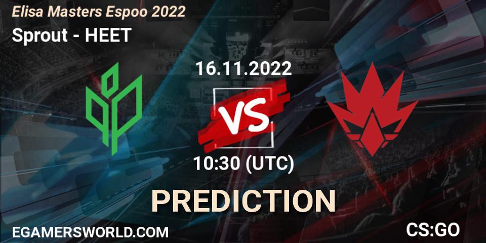 Pronósticos Sprout - HEET. 16.11.2022 at 11:10. Elisa Masters Espoo 2022 - Counter-Strike (CS2)
