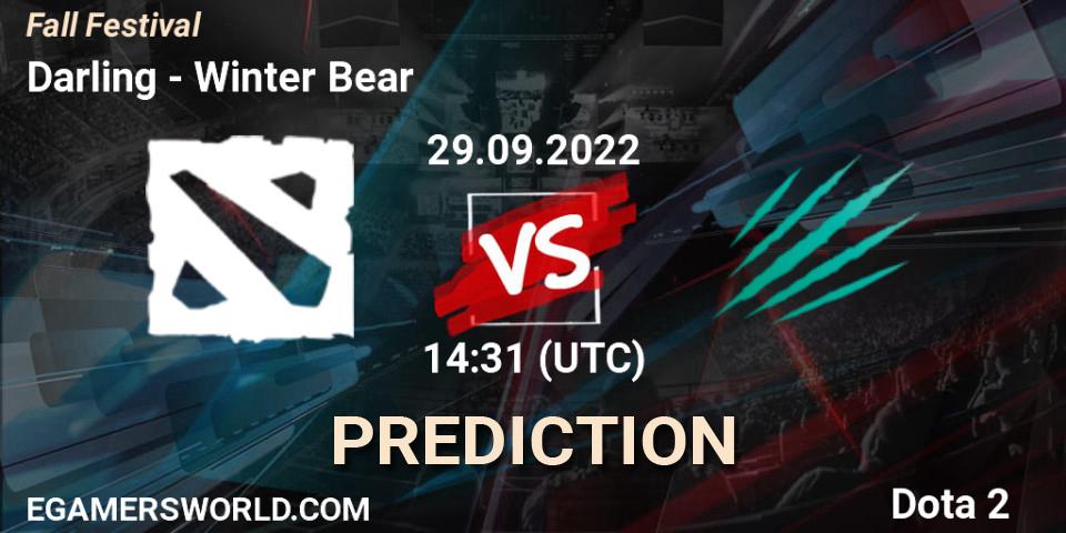 Pronósticos Darling - Winter Bear. 29.09.2022 at 14:31. Fall Festival - Dota 2