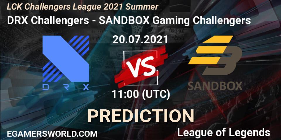 Pronósticos DRX Challengers - SANDBOX Gaming Challengers. 20.07.2021 at 12:00. LCK Challengers League 2021 Summer - LoL
