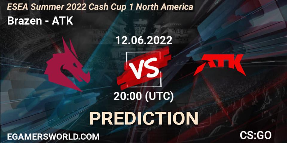 Pronósticos Brazen - ATK. 12.06.2022 at 20:00. ESEA Cash Cup: North America - Summer 2022 #1 - Counter-Strike (CS2)