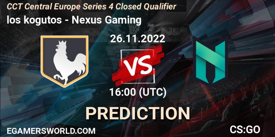 Pronósticos los kogutos - Nexus Gaming. 26.11.2022 at 17:00. CCT Central Europe Series 4 Closed Qualifier - Counter-Strike (CS2)