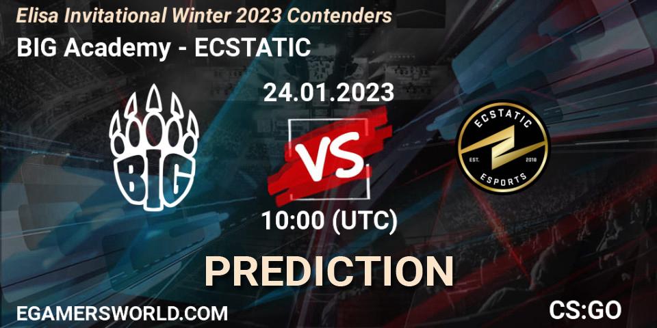 Pronósticos BIG Academy - ECSTATIC. 24.01.2023 at 10:00. Elisa Invitational Winter 2023 Contenders - Counter-Strike (CS2)