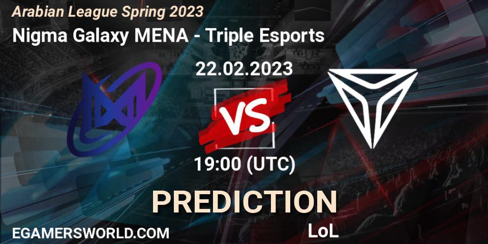 Pronósticos Nigma Galaxy MENA - Triple Esports. 22.02.23. Arabian League Spring 2023 - LoL
