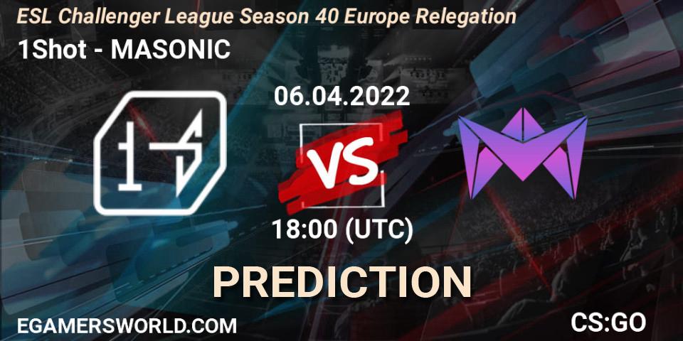 Pronósticos 1Shot - MASONIC. 06.04.2022 at 19:00. ESL Challenger League Season 40 Europe Relegation - Counter-Strike (CS2)