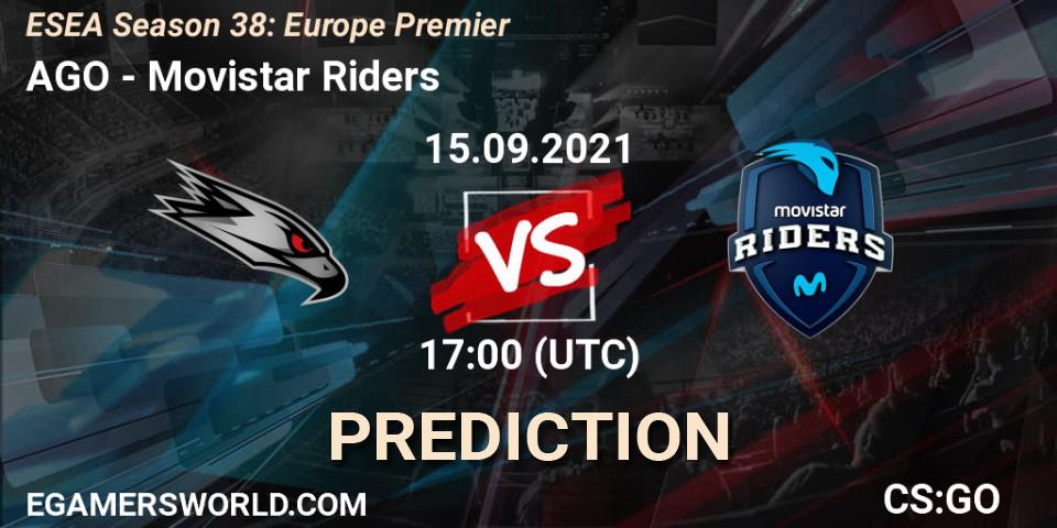 Pronósticos AGO - Movistar Riders. 15.09.21. ESEA Season 38: Europe Premier - CS2 (CS:GO)