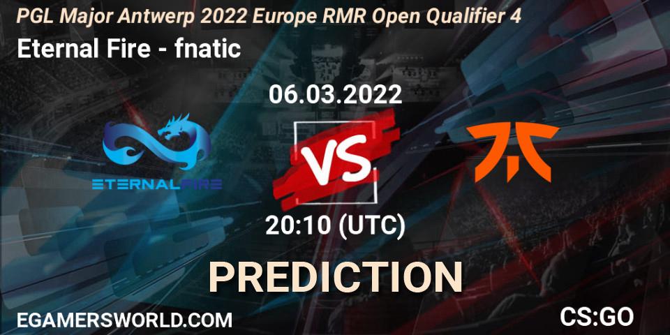 Pronósticos Eternal Fire - fnatic. 06.03.2022 at 20:10. PGL Major Antwerp 2022 Europe RMR Open Qualifier 4 - Counter-Strike (CS2)