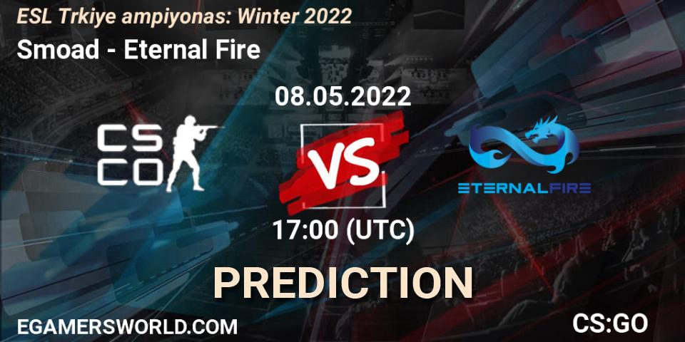 Pronósticos Smoad - Eternal Fire. 08.05.2022 at 17:00. ESL Türkiye Şampiyonası: Winter 2022 - Counter-Strike (CS2)