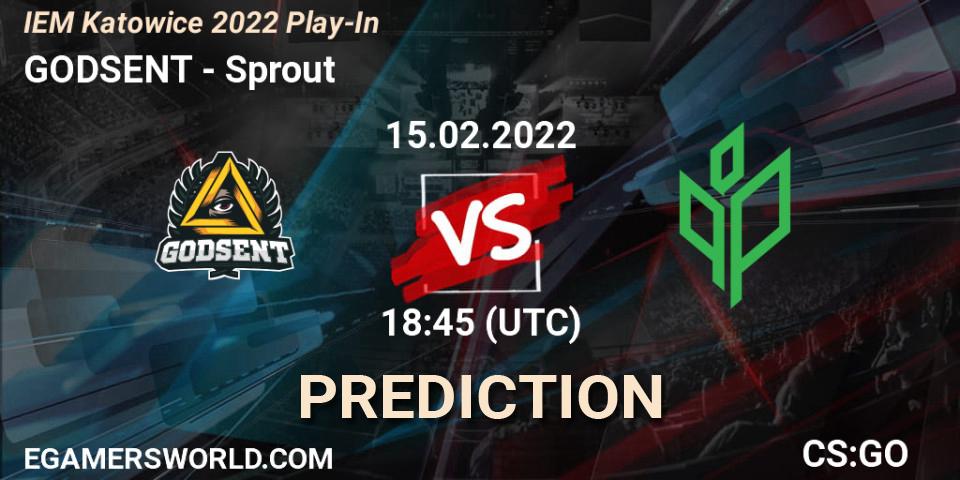 Pronósticos GODSENT - Sprout. 15.02.2022 at 20:25. IEM Katowice 2022 Play-In - Counter-Strike (CS2)