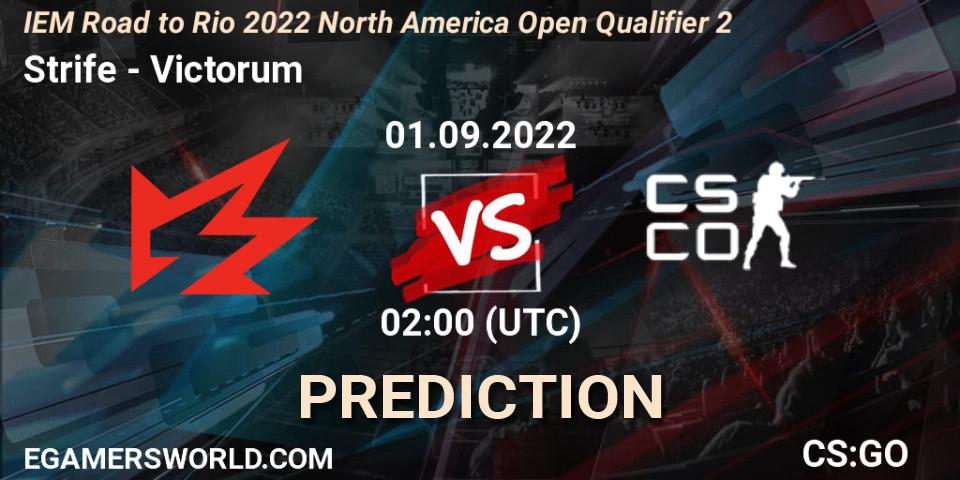 Pronósticos Strife - Victorum. 01.09.2022 at 02:00. IEM Road to Rio 2022 North America Open Qualifier 2 - Counter-Strike (CS2)