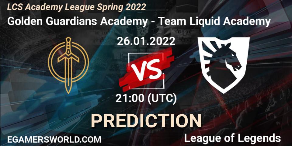 Pronósticos Golden Guardians Academy - Team Liquid Academy. 26.01.22. LCS Academy League Spring 2022 - LoL