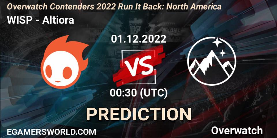 Pronósticos WISP - Altiora. 01.12.2022 at 00:30. Overwatch Contenders 2022 Run It Back: North America - Overwatch