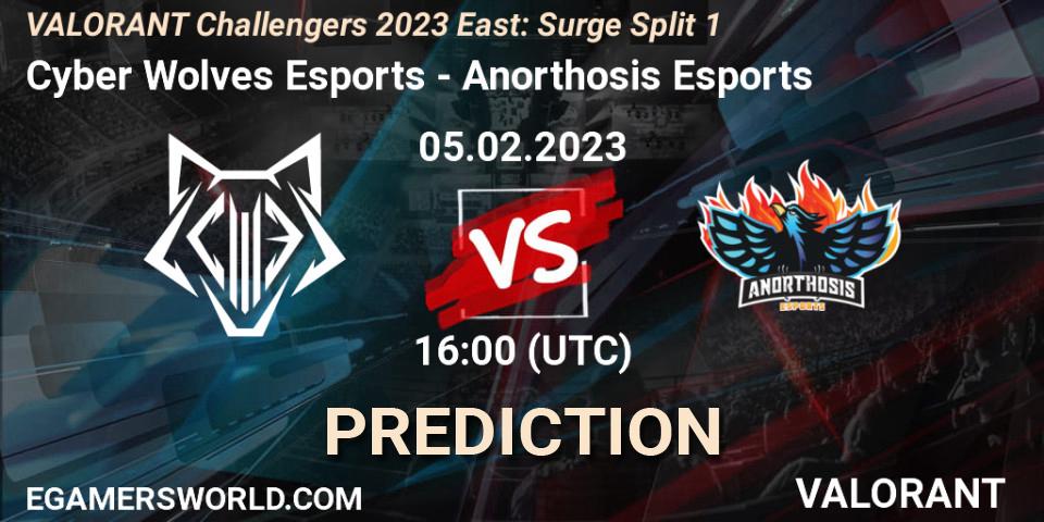 Pronósticos Cyber Wolves Esports - Anorthosis Esports. 05.02.23. VALORANT Challengers 2023 East: Surge Split 1 - VALORANT