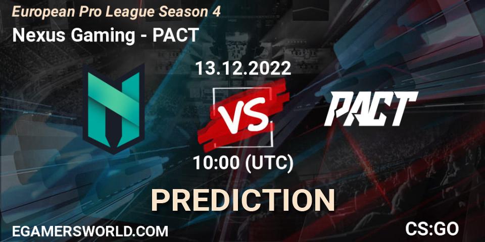 Pronósticos Nexus Gaming - PACT. 13.12.22. European Pro League Season 4 - CS2 (CS:GO)