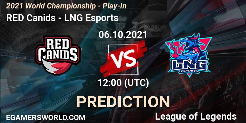 Pronósticos RED Canids - LNG Esports. 06.10.2021 at 12:00. 2021 World Championship - Play-In - LoL