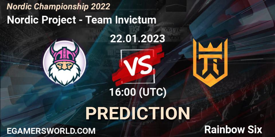 Pronósticos Nordic Project - Team Invictum. 22.01.2023 at 16:00. Nordic Championship 2022 - Rainbow Six