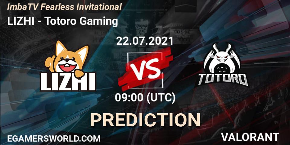 Pronósticos LIZHI - Totoro Gaming. 22.07.2021 at 09:00. ImbaTV Fearless Invitational - VALORANT