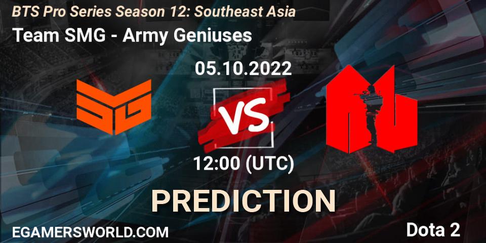 Pronósticos Team SMG - Army Geniuses. 05.10.22. BTS Pro Series Season 12: Southeast Asia - Dota 2