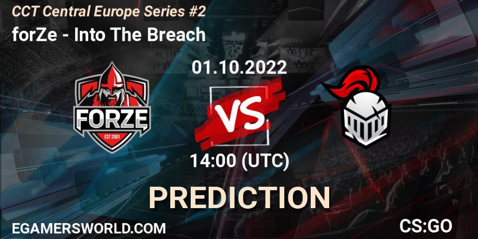 Pronósticos forZe - Into The Breach. 01.10.2022 at 11:00. CCT Central Europe Series #2 - Counter-Strike (CS2)