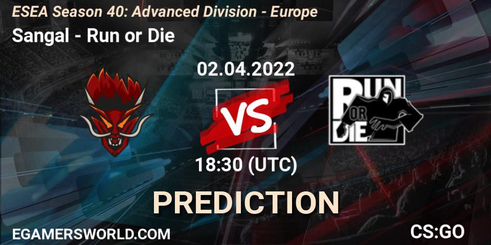 Pronósticos Sangal - Run or Die. 02.04.2022 at 18:15. ESEA Season 40: Advanced Division - Europe - Counter-Strike (CS2)