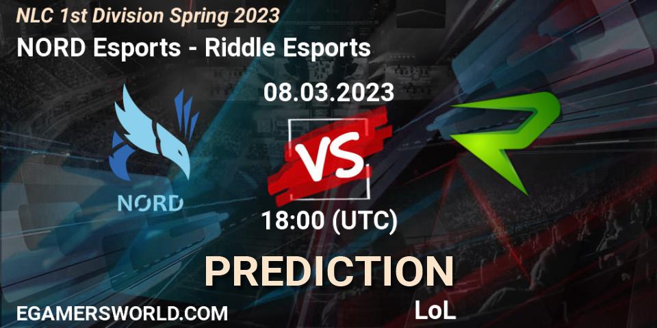 Pronósticos NORD Esports - Riddle Esports. 14.02.2023 at 17:00. NLC 1st Division Spring 2023 - LoL