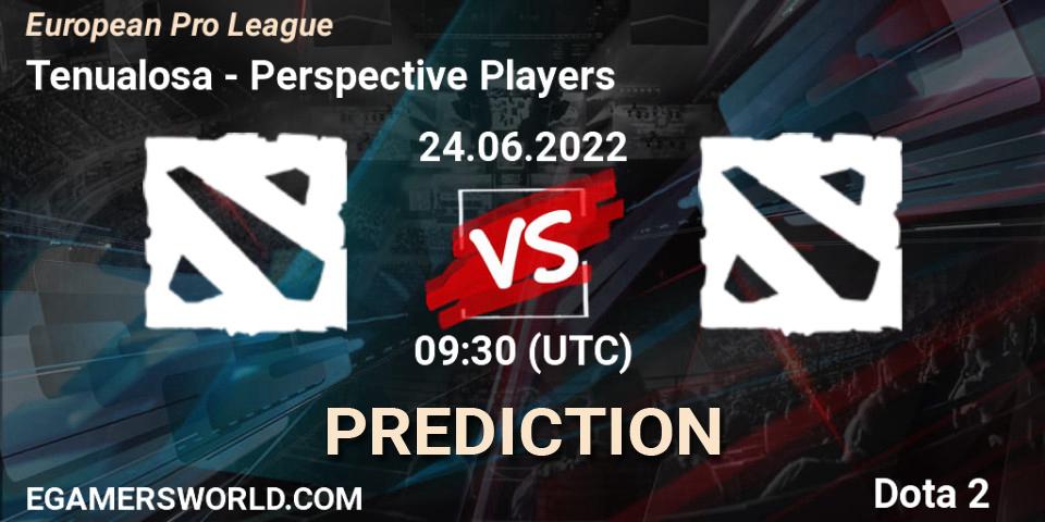 Pronósticos Tenualosa - Perspective Players. 24.06.2022 at 09:43. European Pro League - Dota 2