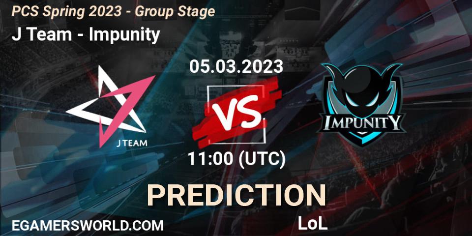 Pronósticos J Team - Impunity. 17.02.2023 at 13:05. PCS Spring 2023 - Group Stage - LoL