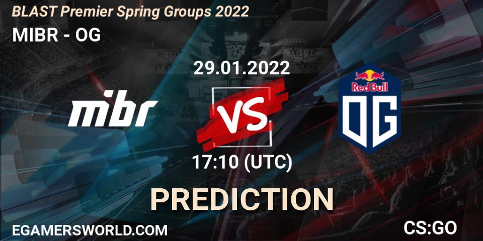Pronósticos MIBR - OG. 29.01.2022 at 17:10. BLAST Premier Spring Groups 2022 - Counter-Strike (CS2)