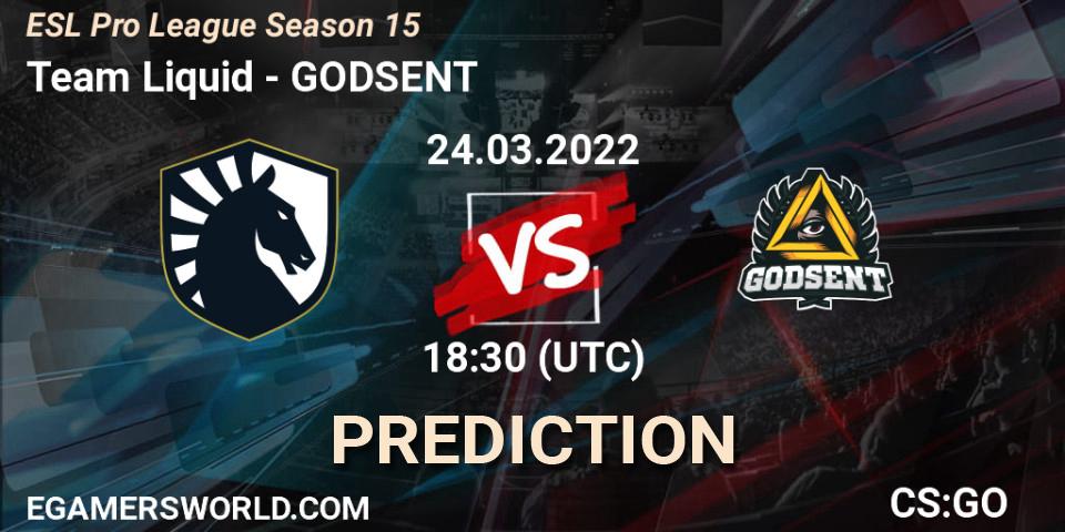 Pronósticos Team Liquid - GODSENT. 24.03.2022 at 18:30. ESL Pro League Season 15 - Counter-Strike (CS2)
