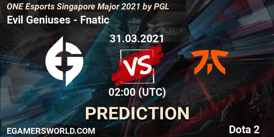 Pronósticos Evil Geniuses - Fnatic. 31.03.21. ONE Esports Singapore Major 2021 - Dota 2