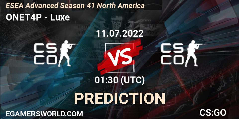 Pronósticos ONET4P - Luxe. 11.07.22. ESEA Advanced Season 41 North America - CS2 (CS:GO)
