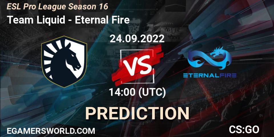 Pronósticos Team Liquid - Eternal Fire. 24.09.2022 at 14:00. ESL Pro League Season 16 - Counter-Strike (CS2)