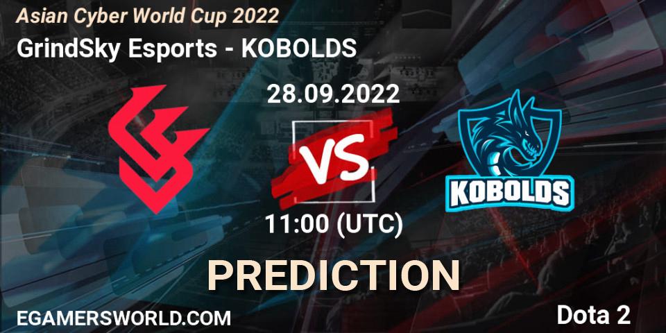 Pronósticos GrindSky Esports - KOBOLDS. 28.09.22. Asian Cyber World Cup 2022 - Dota 2