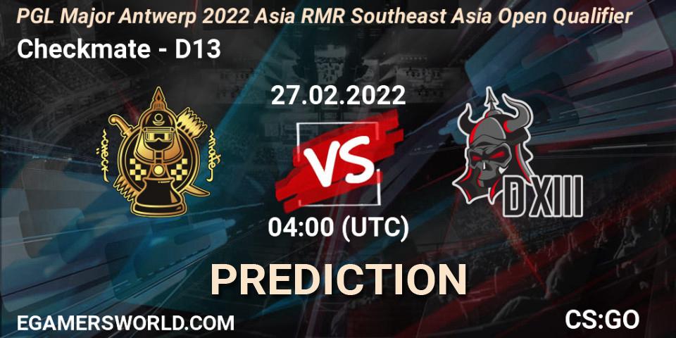 Pronósticos Checkmate - D13. 27.02.22. PGL Major Antwerp 2022 Asia RMR Southeast Asia Open Qualifier - CS2 (CS:GO)