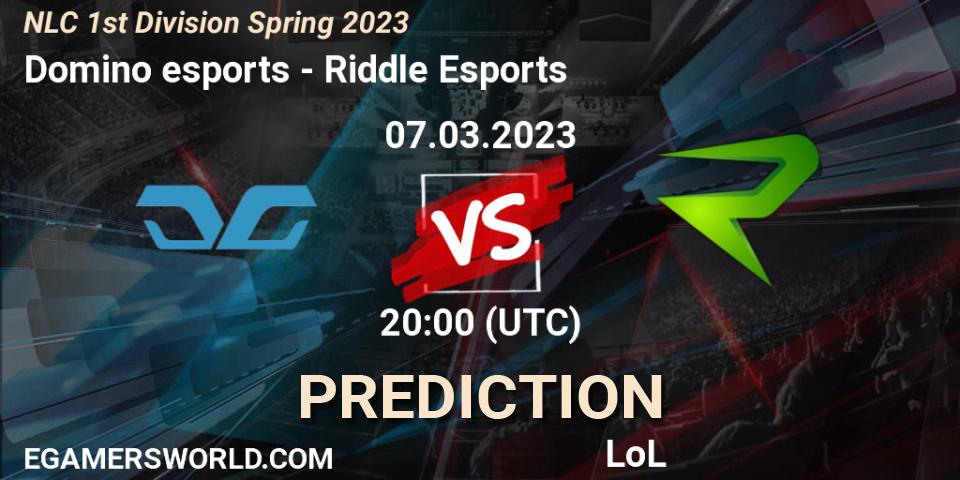 Pronósticos Domino esports - Riddle Esports. 08.02.23. NLC 1st Division Spring 2023 - LoL