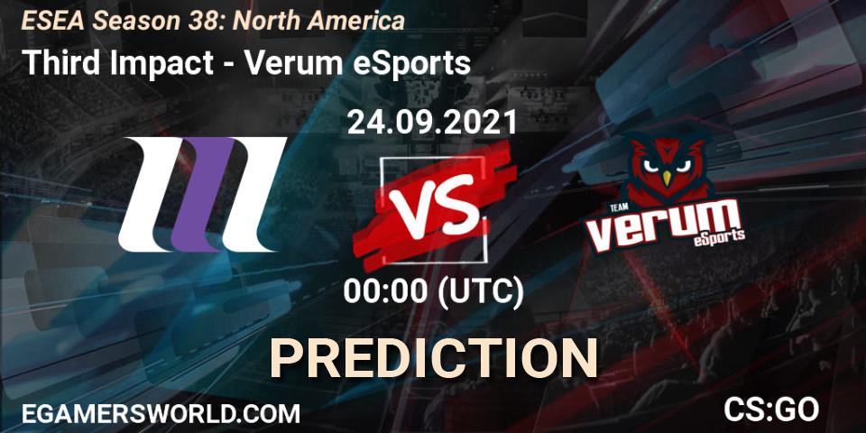 Pronósticos Third Impact - Verum eSports. 24.09.21. ESEA Season 38: North America - CS2 (CS:GO)