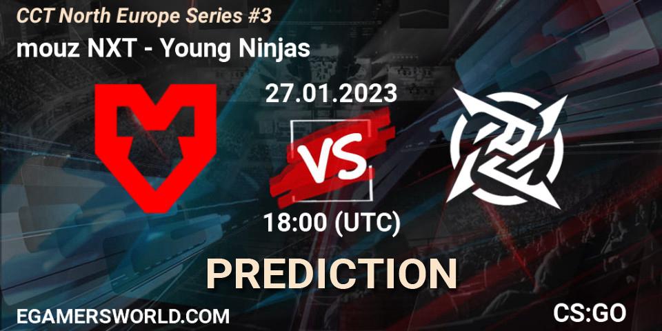 Pronósticos mouz NXT - Young Ninjas. 27.01.2023 at 20:00. CCT North Europe Series #3 - Counter-Strike (CS2)