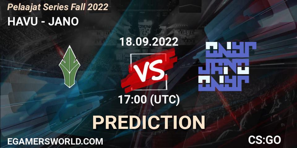 Pronósticos HAVU - JANO. 18.09.2022 at 17:00. Pelaajat Series Fall 2022 - Counter-Strike (CS2)