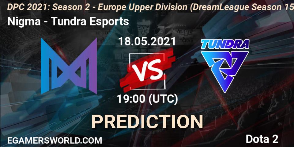 Pronósticos Nigma - Tundra Esports. 18.05.2021 at 19:47. DPC 2021: Season 2 - Europe Upper Division (DreamLeague Season 15) - Dota 2