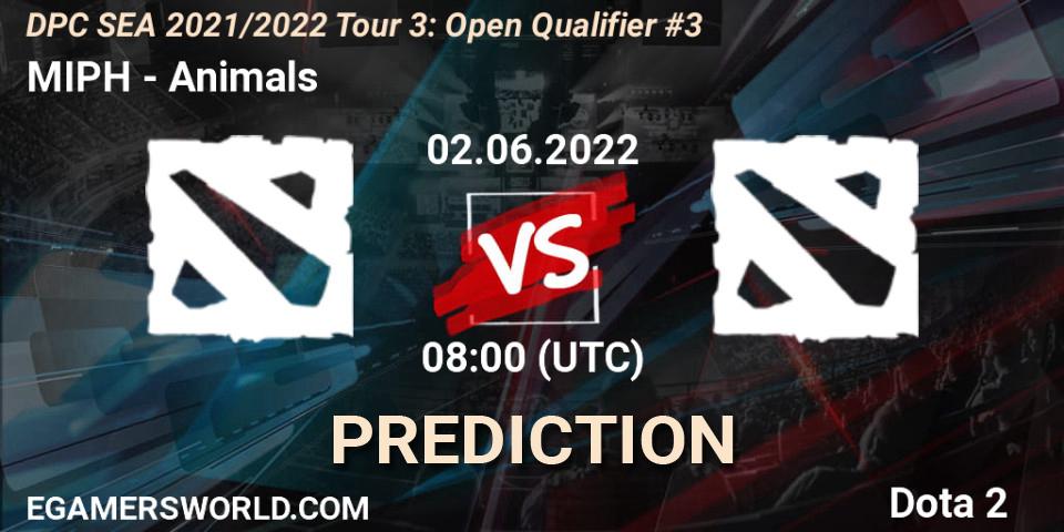 Pronósticos MIPH - Animals. 02.06.2022 at 08:00. DPC SEA 2021/2022 Tour 3: Open Qualifier #3 - Dota 2
