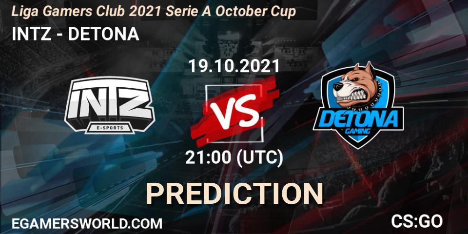 Pronósticos INTZ - DETONA. 19.10.2021 at 23:30. Liga Gamers Club 2021 Serie A October Cup - Counter-Strike (CS2)