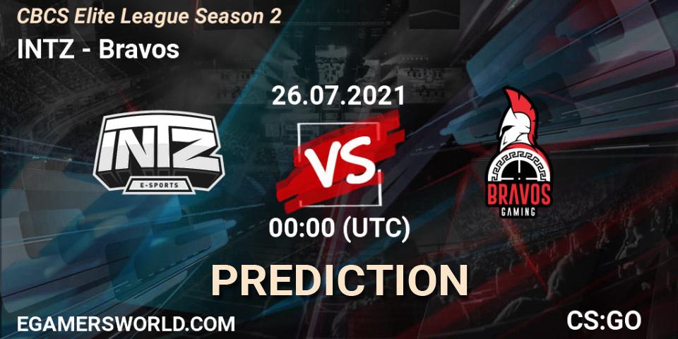 Pronósticos INTZ - Bravos. 26.07.2021 at 01:10. CBCS Elite League Season 2 - Counter-Strike (CS2)