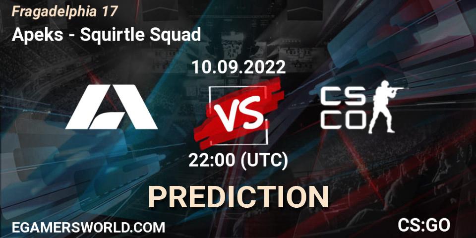 Pronósticos Apeks - Squirtle Squad. 10.09.2022 at 22:15. Fragadelphia 17 - Counter-Strike (CS2)