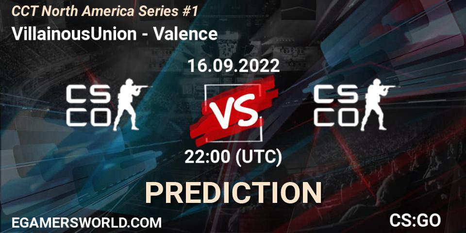 Pronósticos VillainousUnion - Valence. 16.09.2022 at 22:00. CCT North America Series #1 - Counter-Strike (CS2)