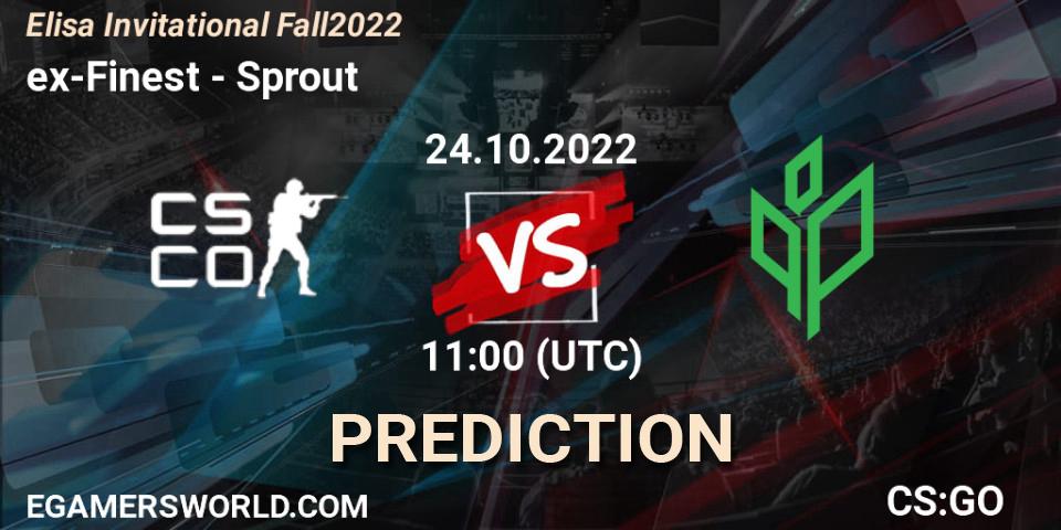 Pronósticos ex-Finest - Sprout. 24.10.2022 at 11:00. Elisa Invitational Fall 2022 - Counter-Strike (CS2)