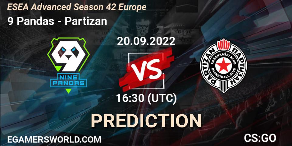 Pronósticos 9 Pandas - Partizan. 20.09.2022 at 16:30. ESEA Season 42: Advanced Division - Europe - Counter-Strike (CS2)