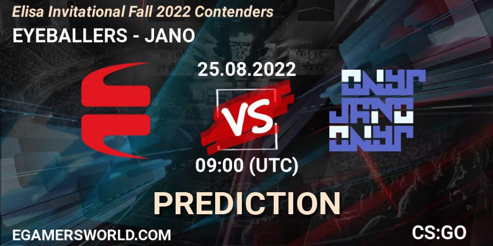 Pronósticos EYEBALLERS - JANO. 25.08.2022 at 09:00. Elisa Invitational Fall 2022 Contenders - Counter-Strike (CS2)