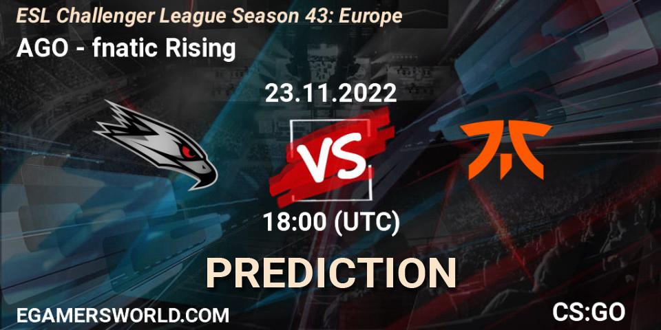 Pronósticos AGO - fnatic Rising. 23.11.22. ESL Challenger League Season 43: Europe - CS2 (CS:GO)