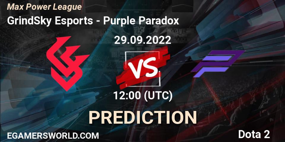 Pronósticos GrindSky Esports - Purple Paradox. 29.09.22. Max Power League - Dota 2