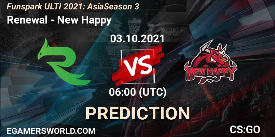 Pronósticos Renewal - New Happy. 11.10.21. Funspark ULTI 2021: Asia Season 3 - CS2 (CS:GO)