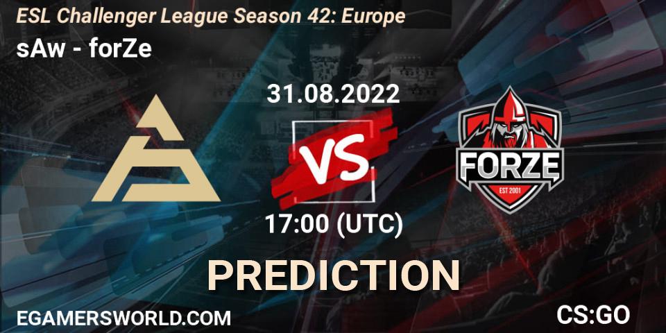 Pronósticos sAw - forZe. 31.08.2022 at 17:00. ESL Challenger League Season 42: Europe - Counter-Strike (CS2)